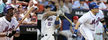 Mets Carlos Delgado, David Wright, and Paul LoDuca hit back to back to back homeruns in the sixth