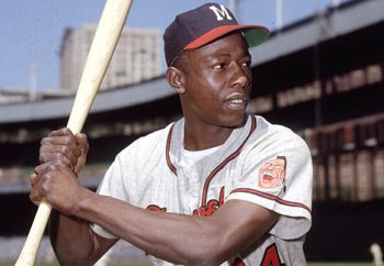 Hank Aaron as a rookie with the Milwuakee Braves