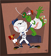 Mr. Met takes on the Phillie Phanatic