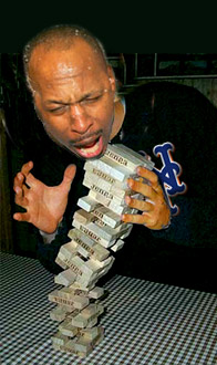 Willie Randolph playing Jenga