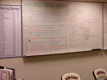 Mets Spring Training whiteboard