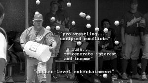 Wally Backman throws balls on the field